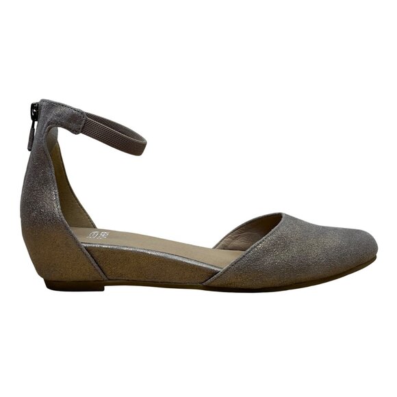 Eileen Fisher Womens Metallic Gray Ankle Strap DOrsay Flats Shoes Size 7.5 - Picture 1 of 8